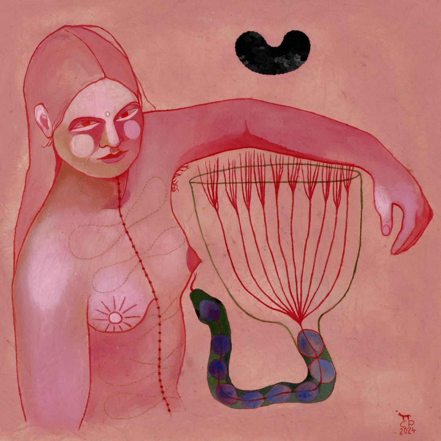 'Alchemie', Mixed Media auf Baumwolle