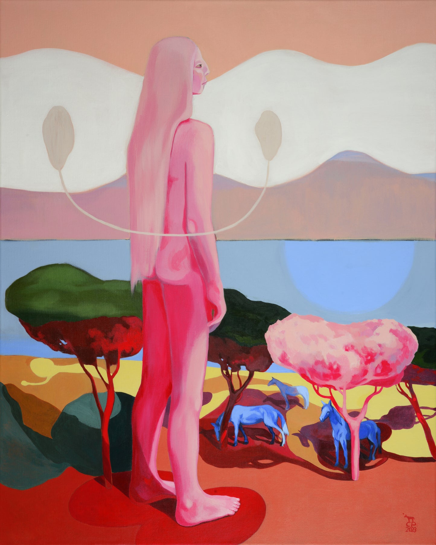 'Etwas In Mir Schaut Auf Das Meer Und Auf Alles Andere Auch' Original inkl. Rahmen