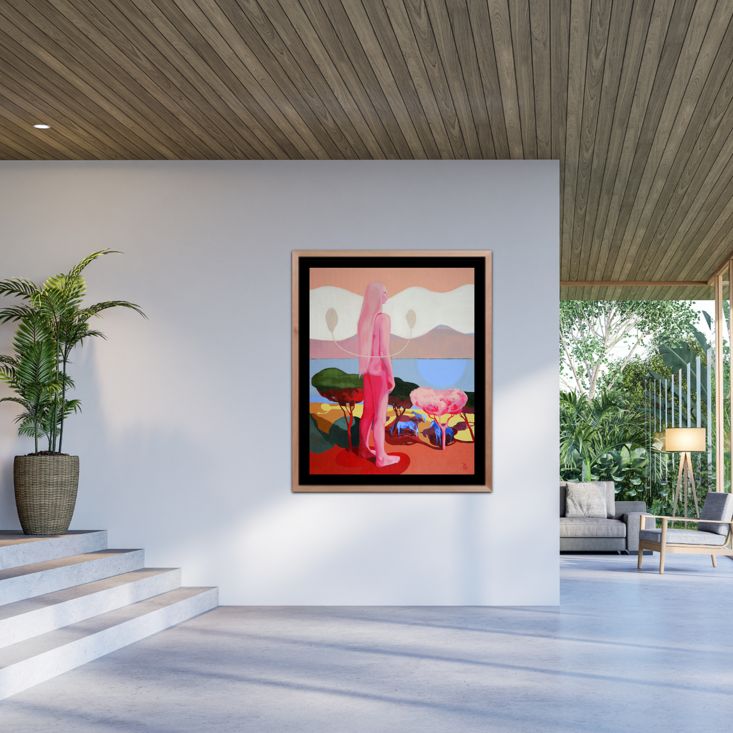 'Etwas In Mir Schaut Auf Das Meer Und Auf Alles Andere Auch' Original inkl. Rahmen