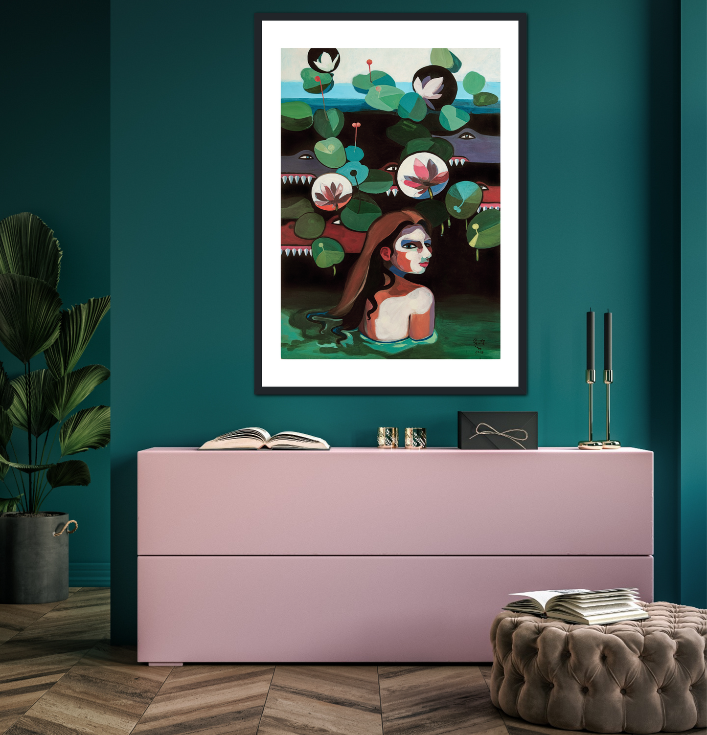 'Mit Krokodilen Schwimmen' Fine-Art-Druck