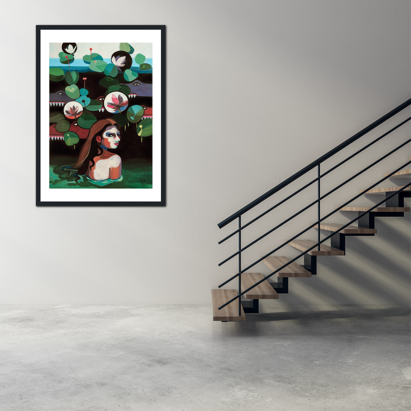 'Mit Krokodilen Schwimmen' Fine-Art-Druck