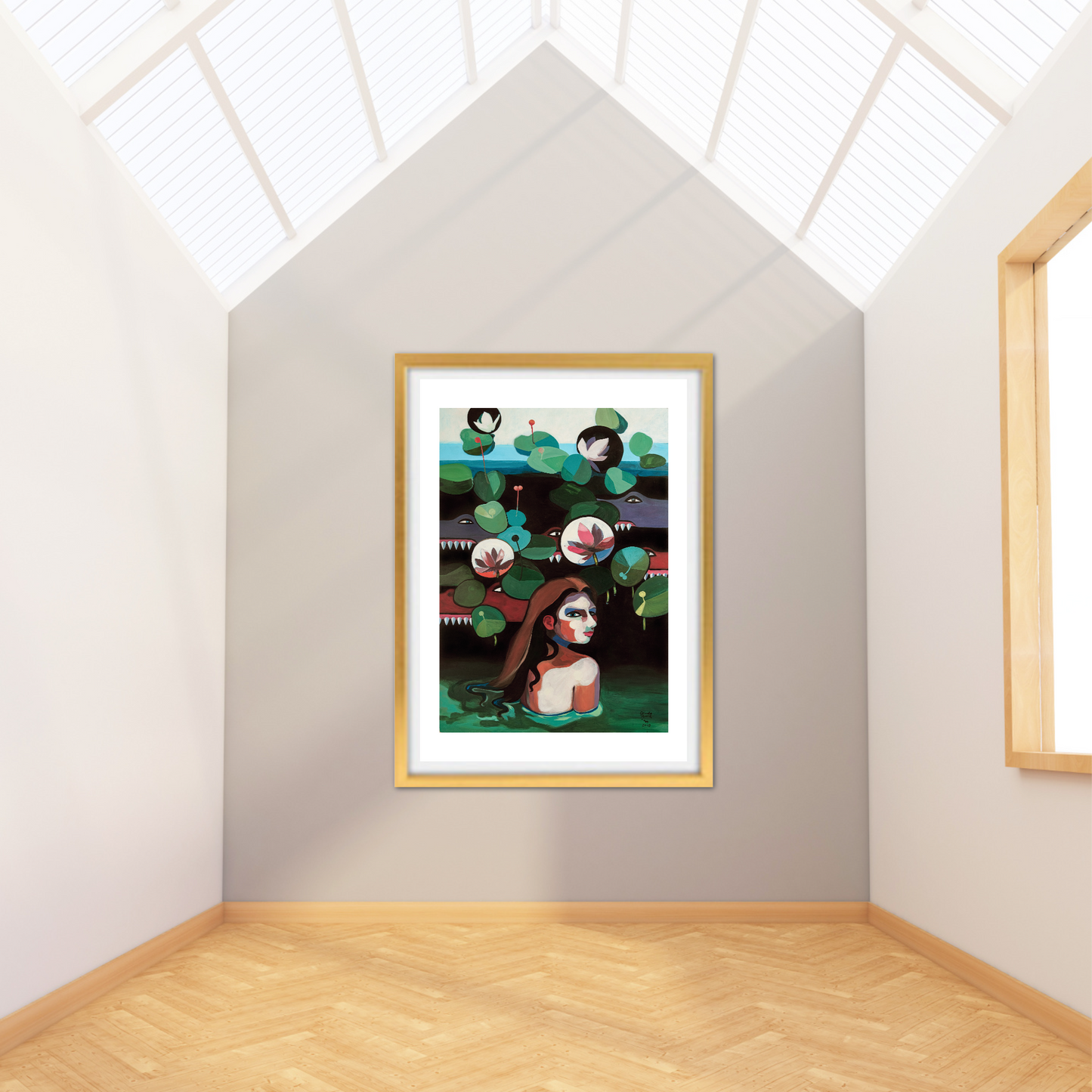 'Mit Krokodilen Schwimmen' Fine-Art-Druck