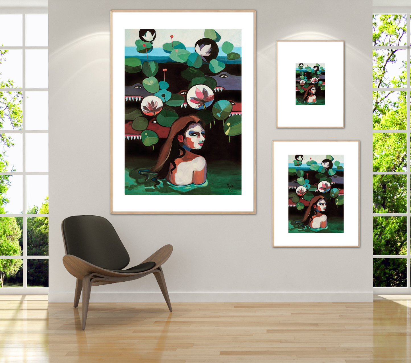 'Mit Krokodilen Schwimmen' Fine-Art-Druck