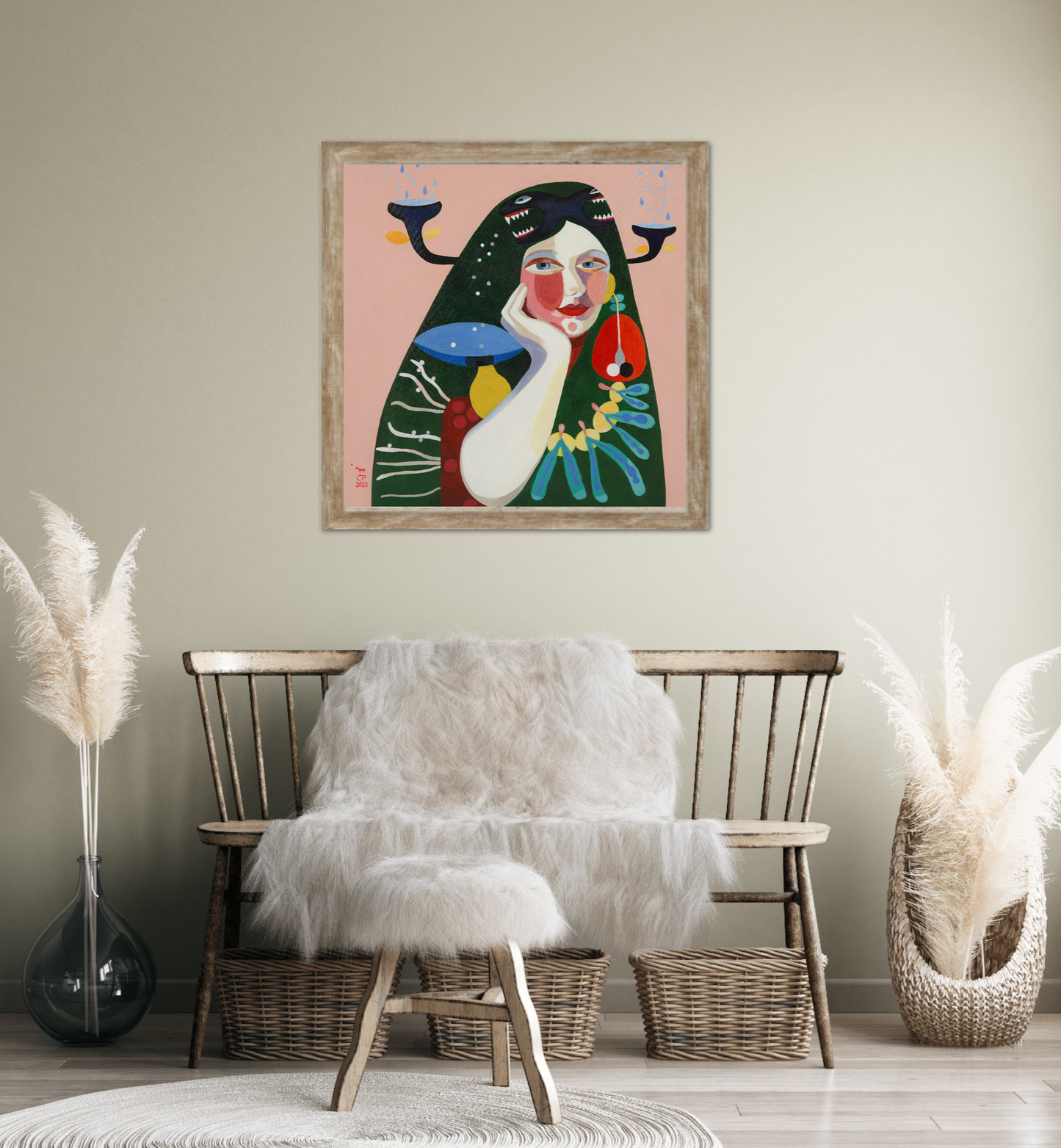 'Mein Garten' Original mit Rahmen